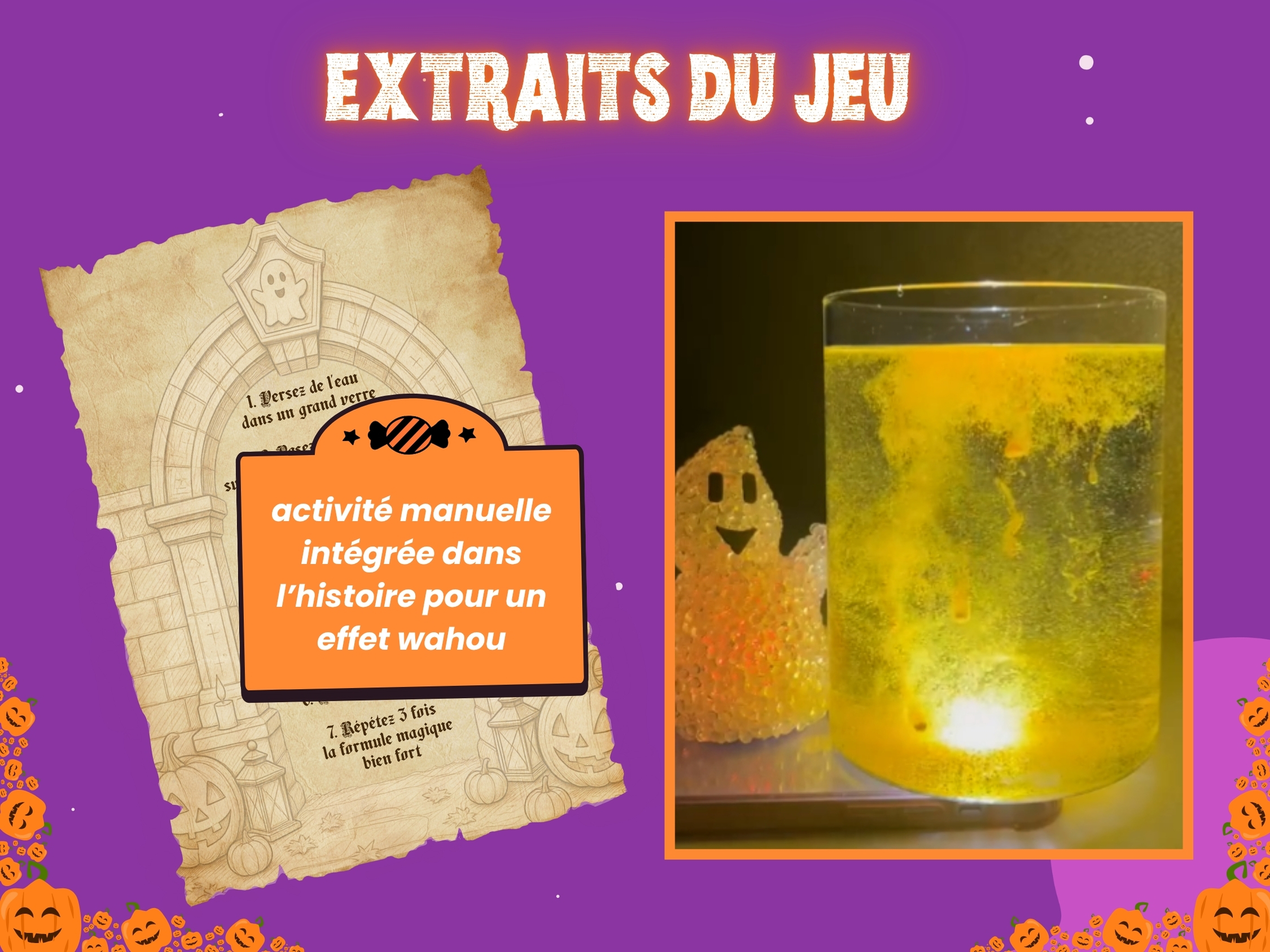 Activité manuelle finale pour un effet wahou à la fin du jeu de piste Halloween pour enfants