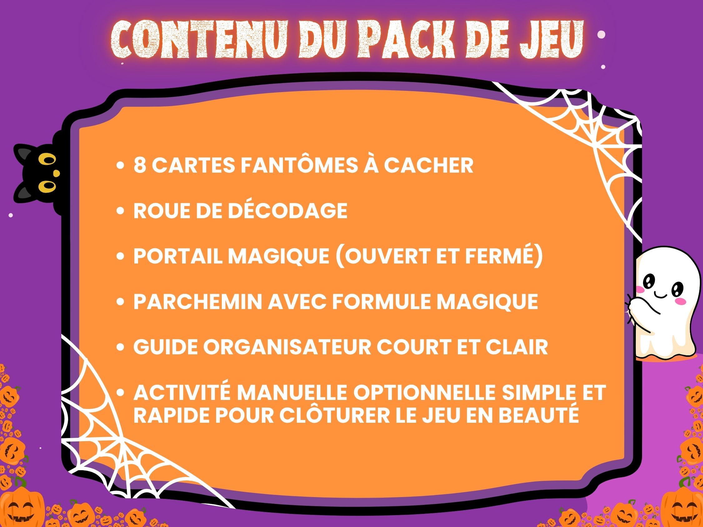 tout le contenu du kit de chasse au trésor "Fantômes en vadrouille".